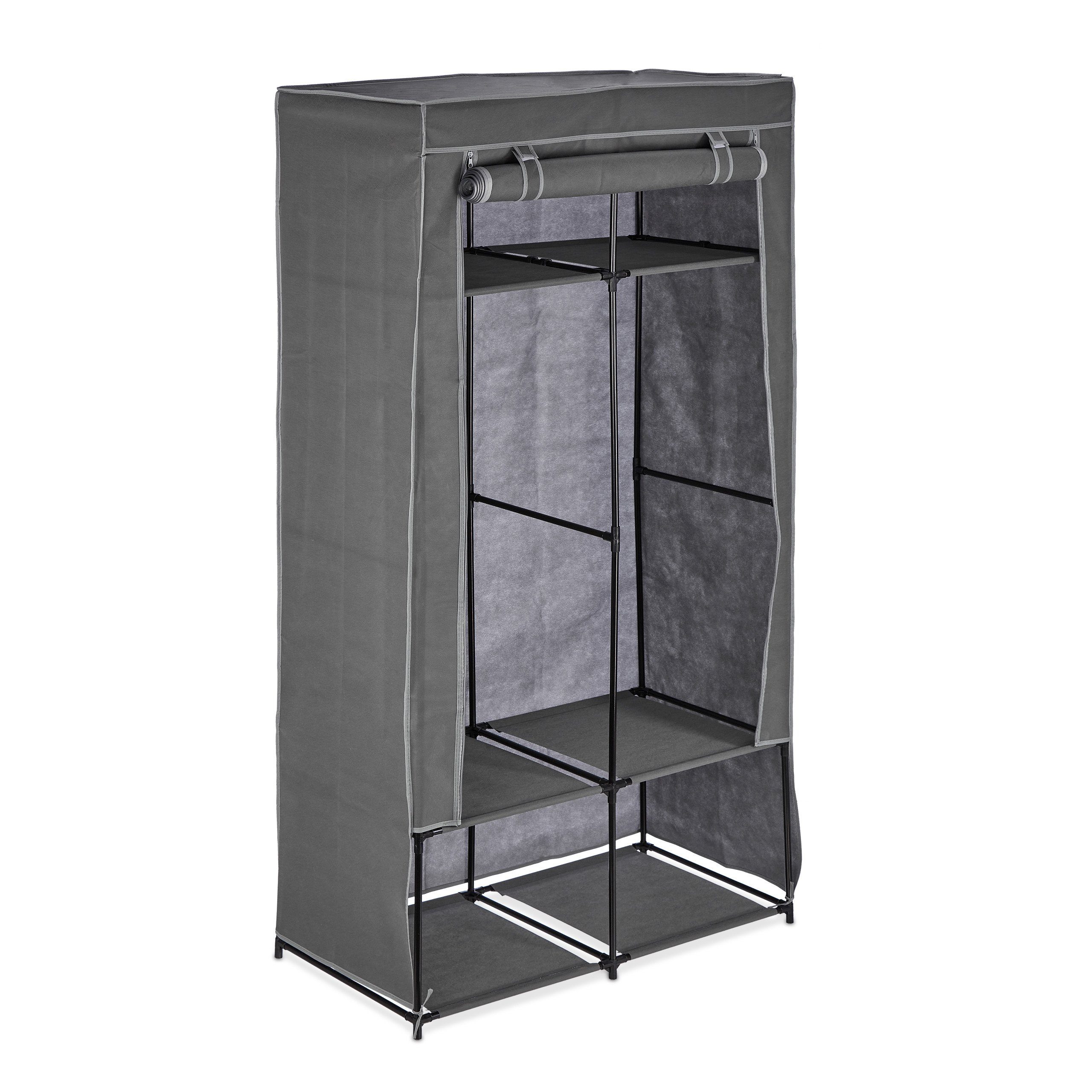 relaxdays Stoffschrank Stoffschrank mit 6 Fächern Anthrazit