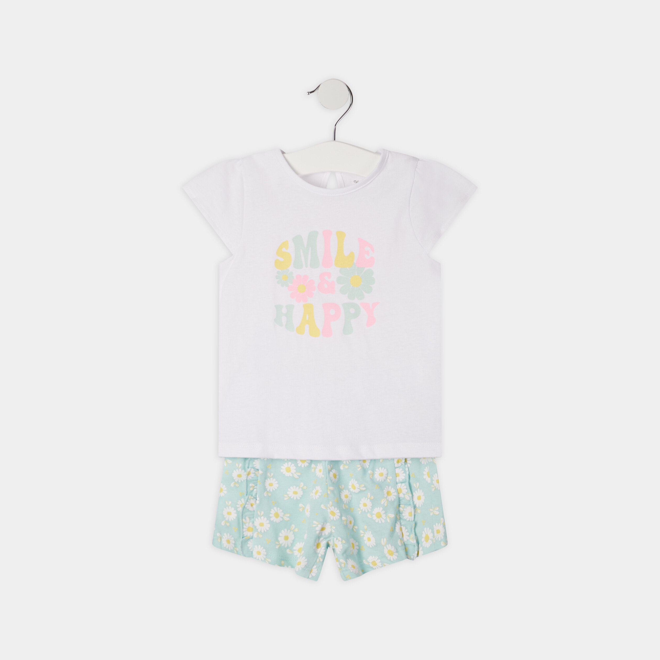 Ensemble t-shirt et short bleu bébé fille | La Halle