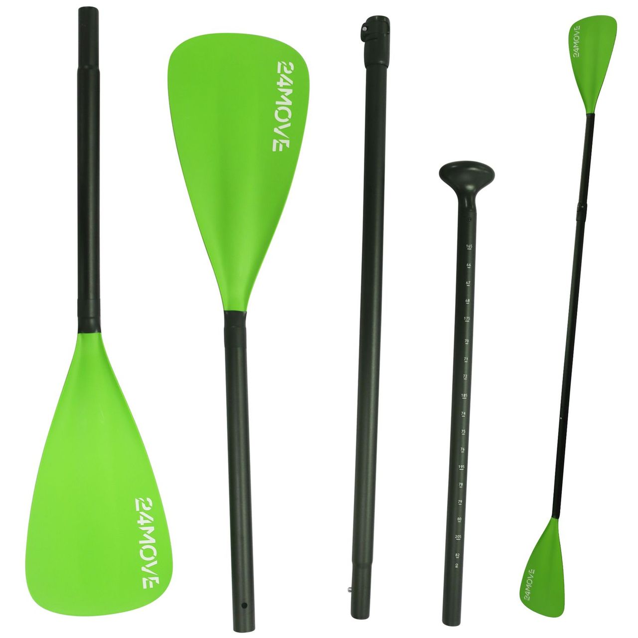 TroniTechnik 24MOVE® Paddel Doppelpaddel 2 in 1 Teleskoppaddel Stechpaddel SUP,Kajak,Aluminium 230cm,schwarz