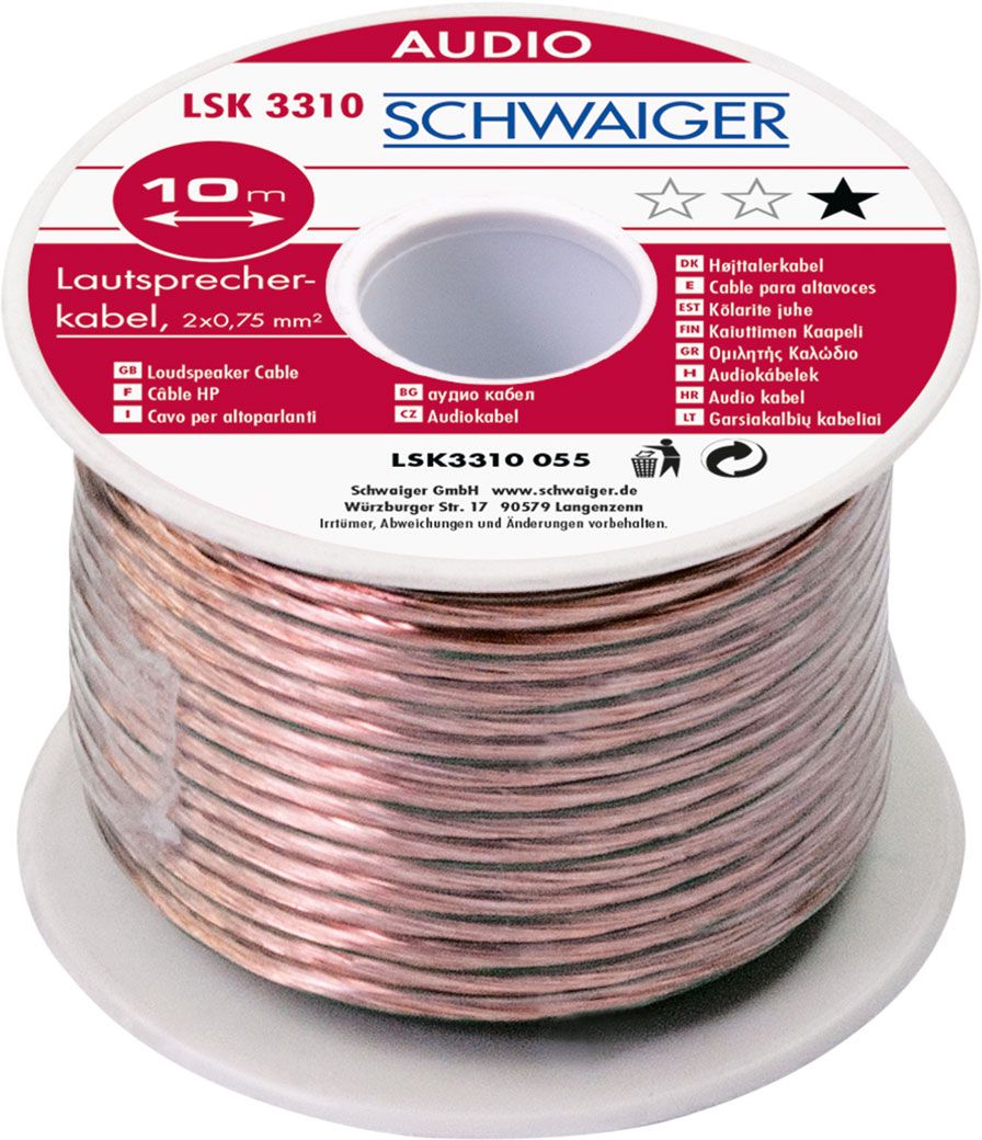 Schwaiger LSK3410 10 Meter 0,75mm Transparentes Lautsprecherkabel