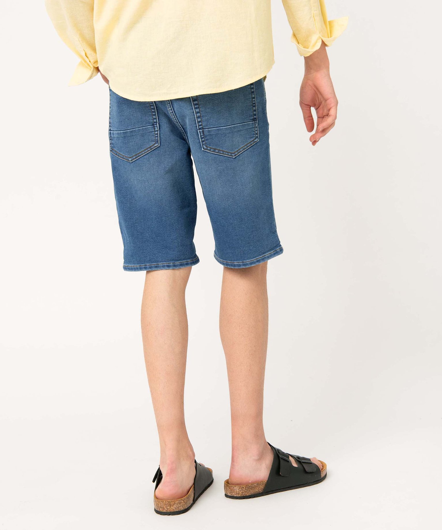 Bermuda en jean homme extensible coupe droite stone | GEMO