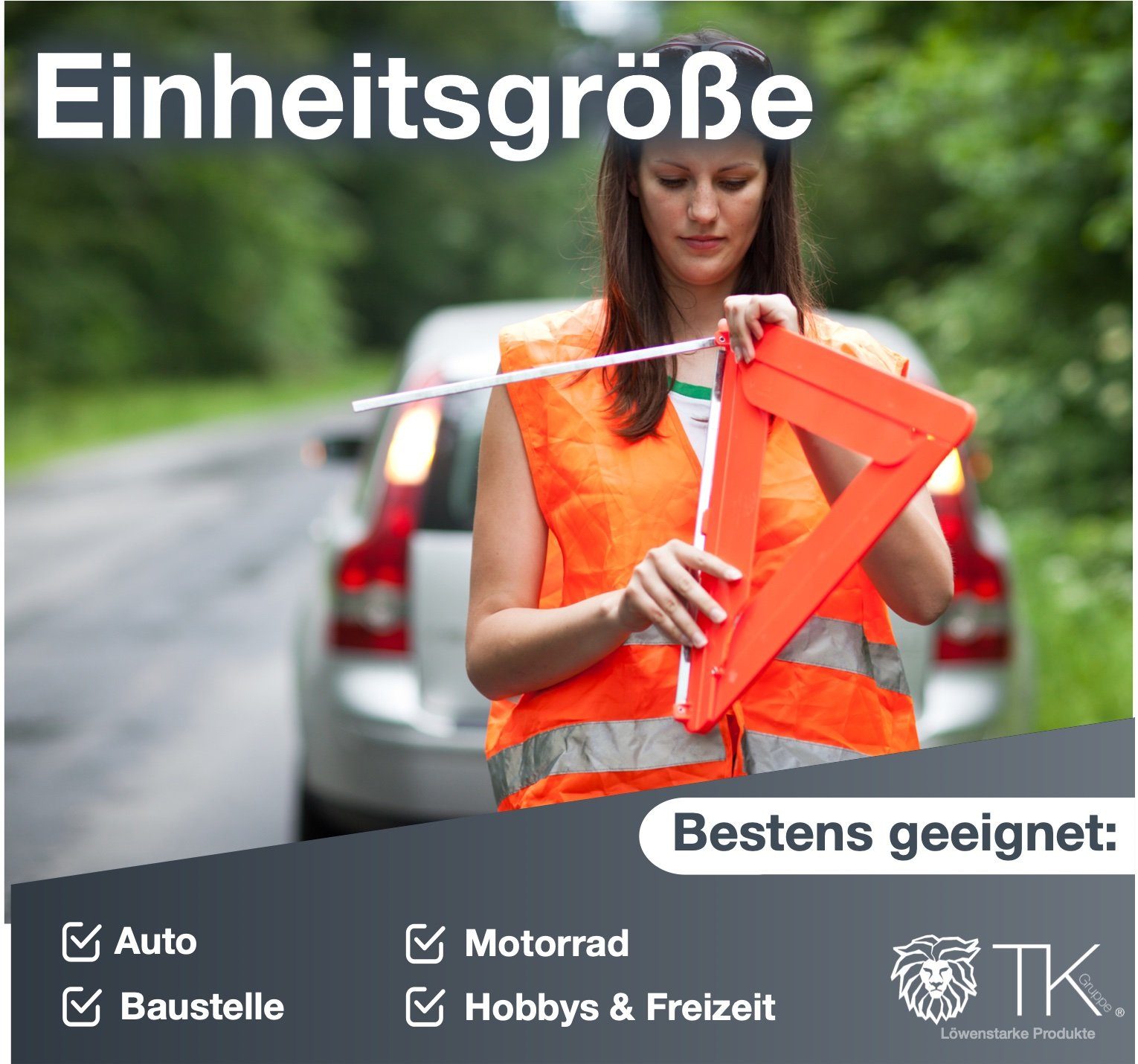 TK Gruppe Warnweste 4X Warnwesten Orange - Pannenweste 2024 Unfallweste ISO20471