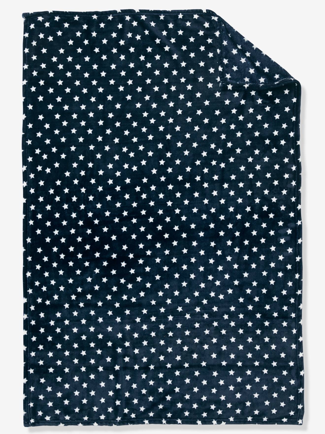 Couverture enfant microfibre imprimée étoiles gris clair imprimé