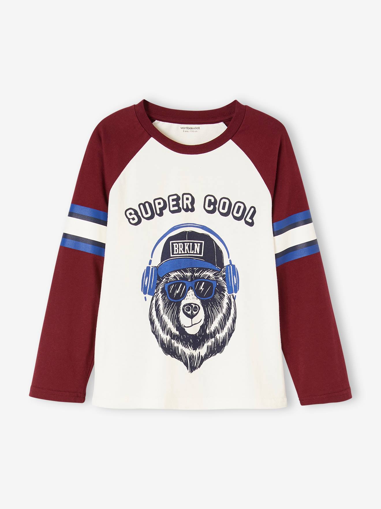 Pyjama super cool motif ours garçon bas en flanelle bordeaux