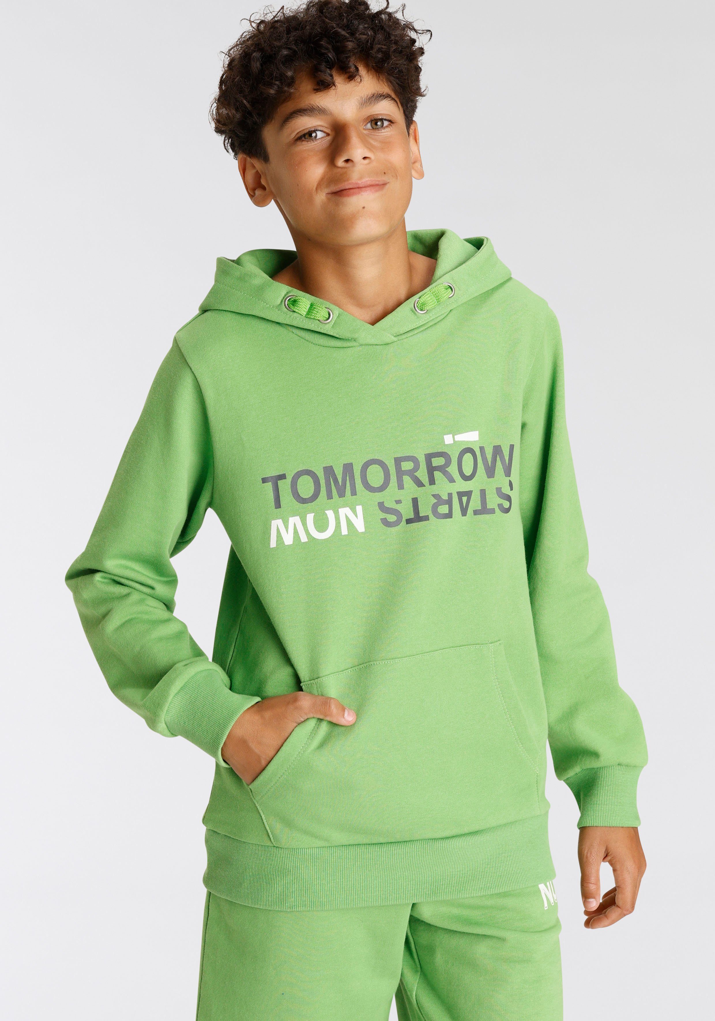 KIDSWORLD Kapuzensweatshirt TOMORROW STARTS NOW! Spruch