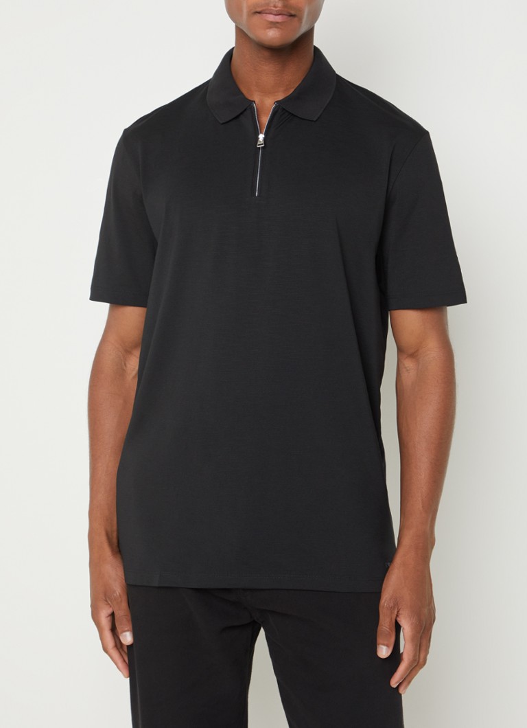 Polo HUGO BOSS Dekok de corte regular com meio zíper