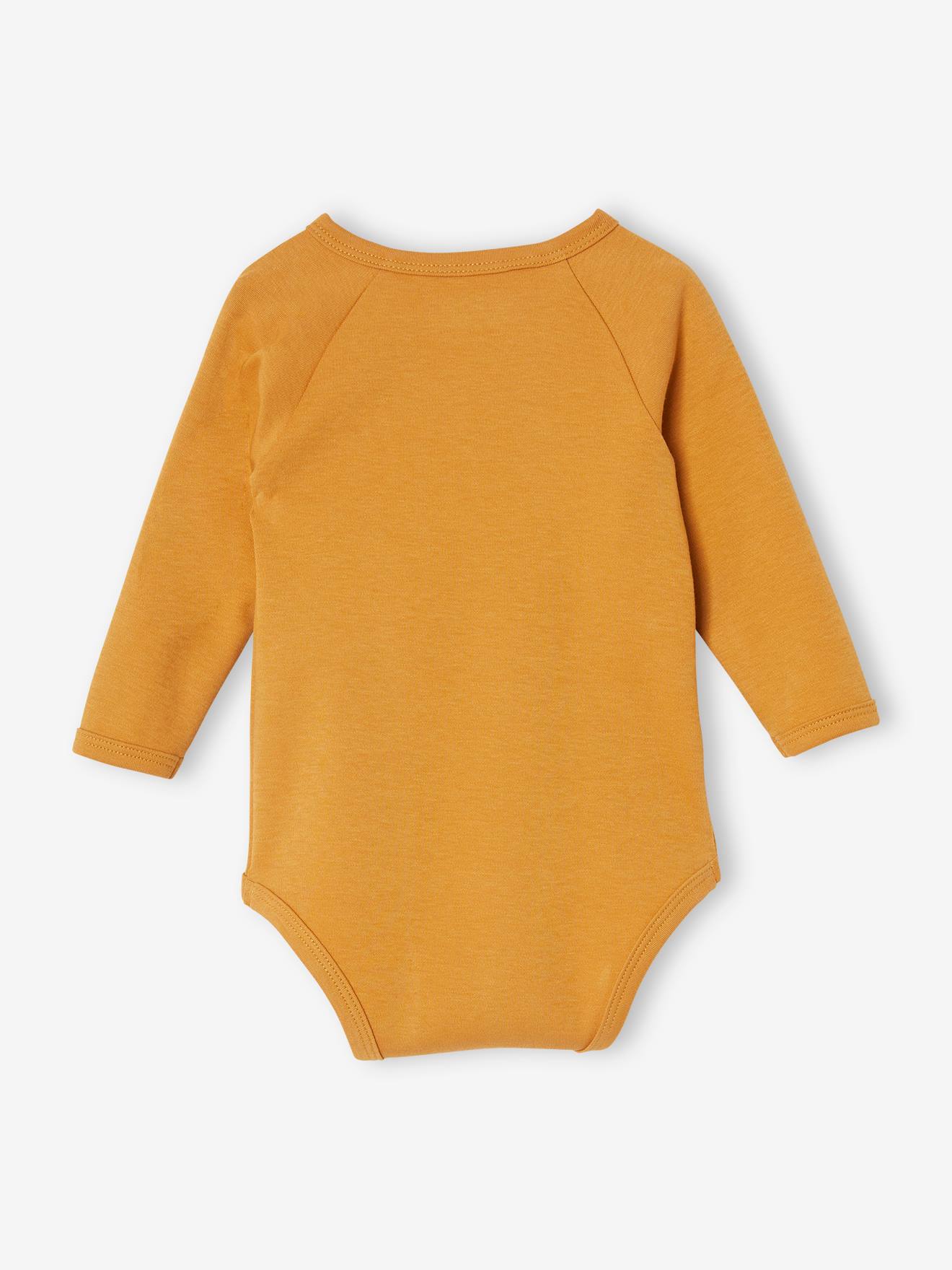 Lot de 5 bodies manches longues bébé ouverture naissance lot orange grisé