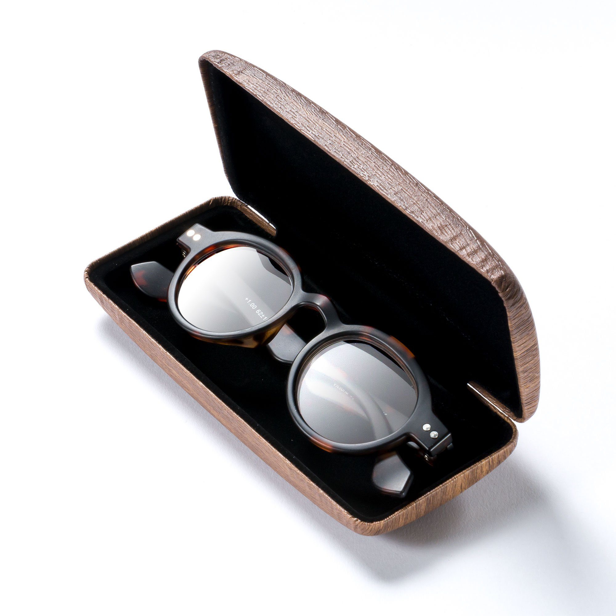 FEFI Brillenetui in Holz-Optik (Hardcase), inklusive Mikrofasertuch