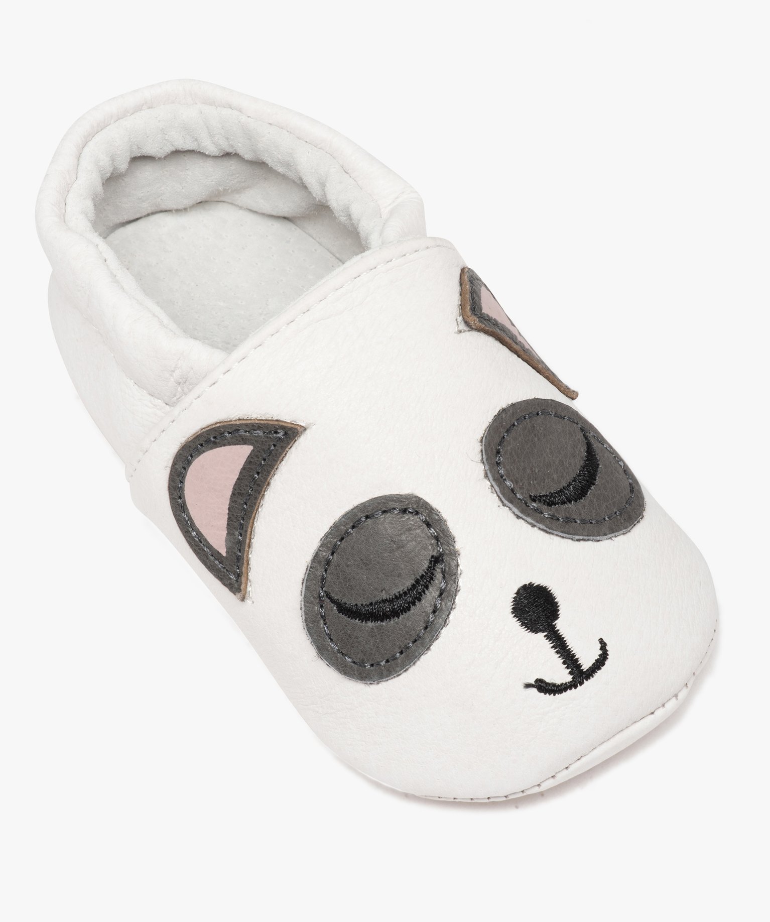 Chaussons de naissance bébé en cuir motifs animaux gris | GEMO