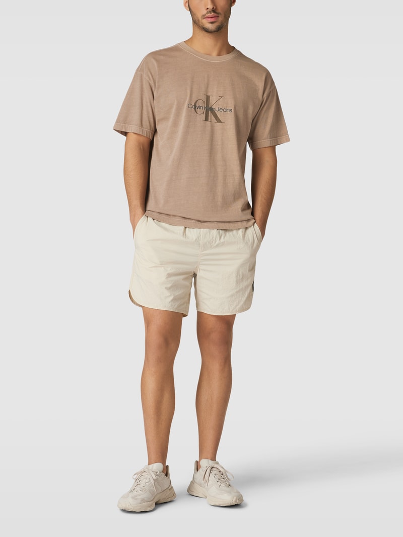 T-Shirt mit überschnittenen Schultern Modell 'MONOLOGO' in beige