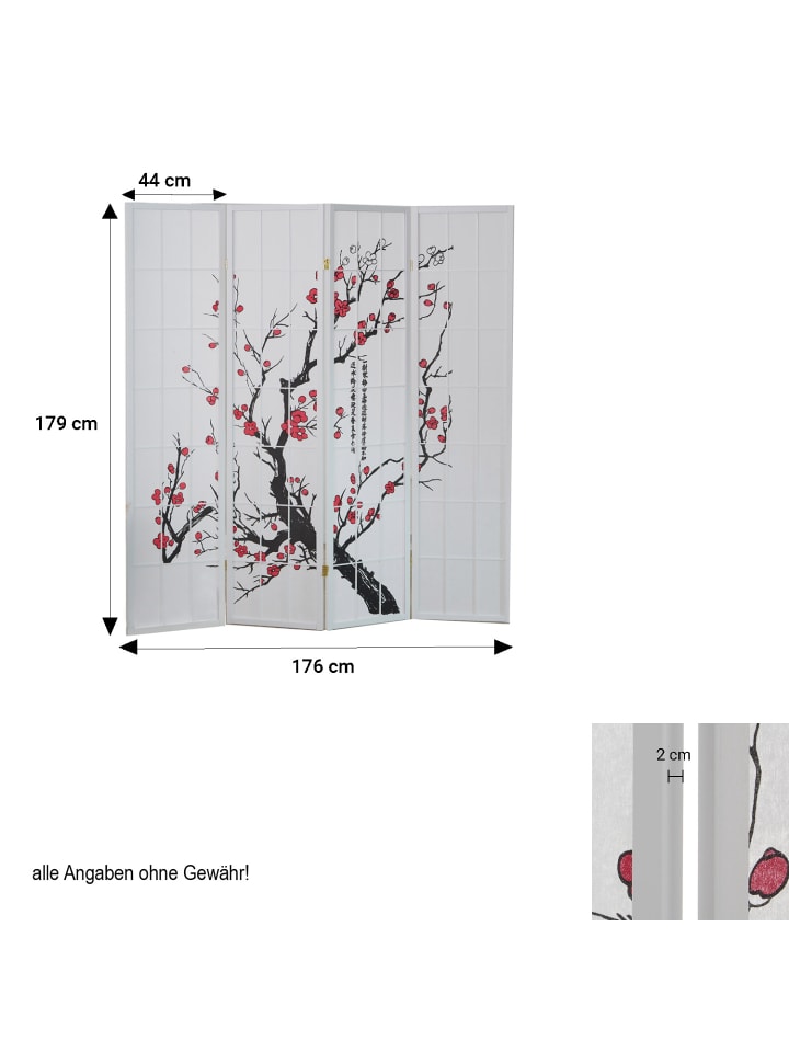 Homestyle4u 4-tlg. Paravent in Weiß 176x175 günstig kaufen onesize