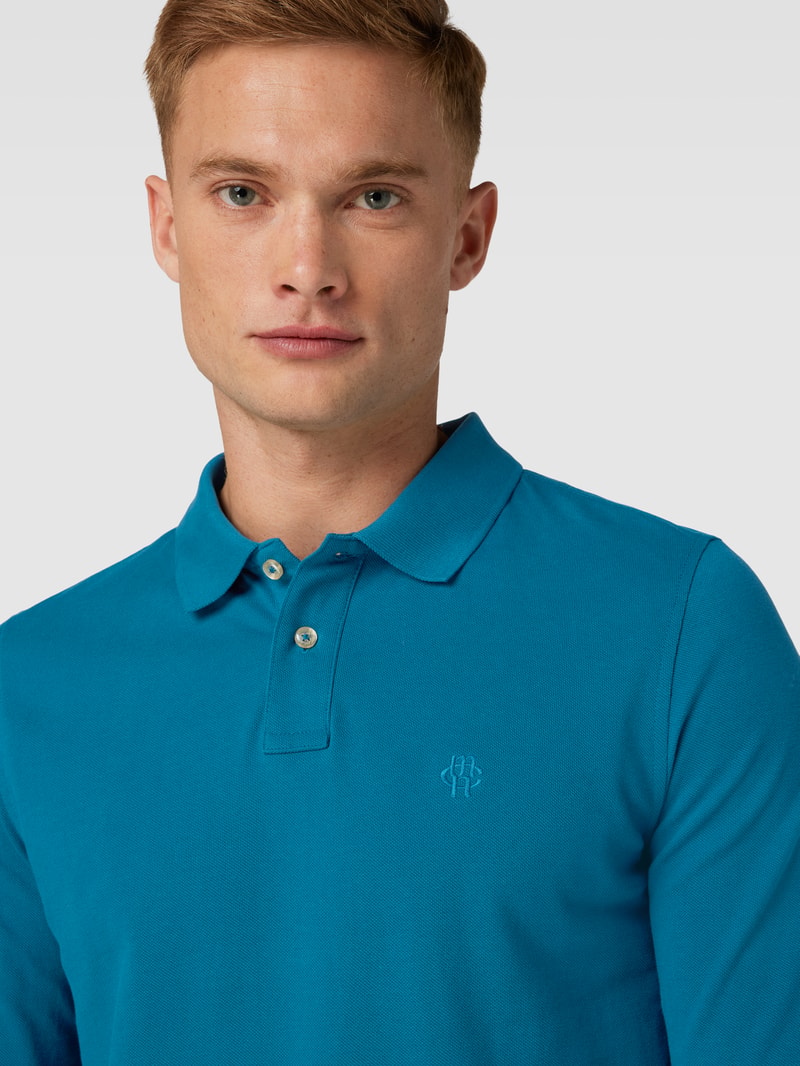 Poloshirt mit Logo-Stitching Modell 'THOMAS' in lagune