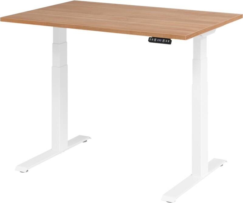 Hammerbacher Sitz-Steh-Arbeitsplatz XDKB12 1.200 x 800 x 1.290 mm Walnuss, Weiß