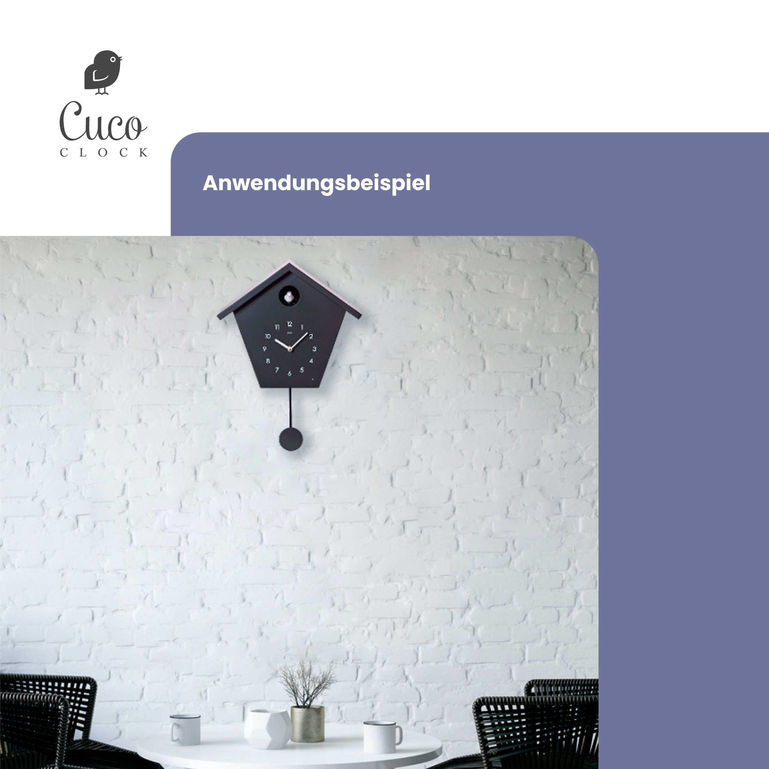 Cuco Clock Wanduhr Kuckucksuhr SCHWARZWALDHAUS, Pendeluhr Wanduhr, Moderne Schwarzwalduhr (37,5× 23 × 11,4cm, Pendeluhr mit Nachtruhefunktion, Vogelgezwitscher)
