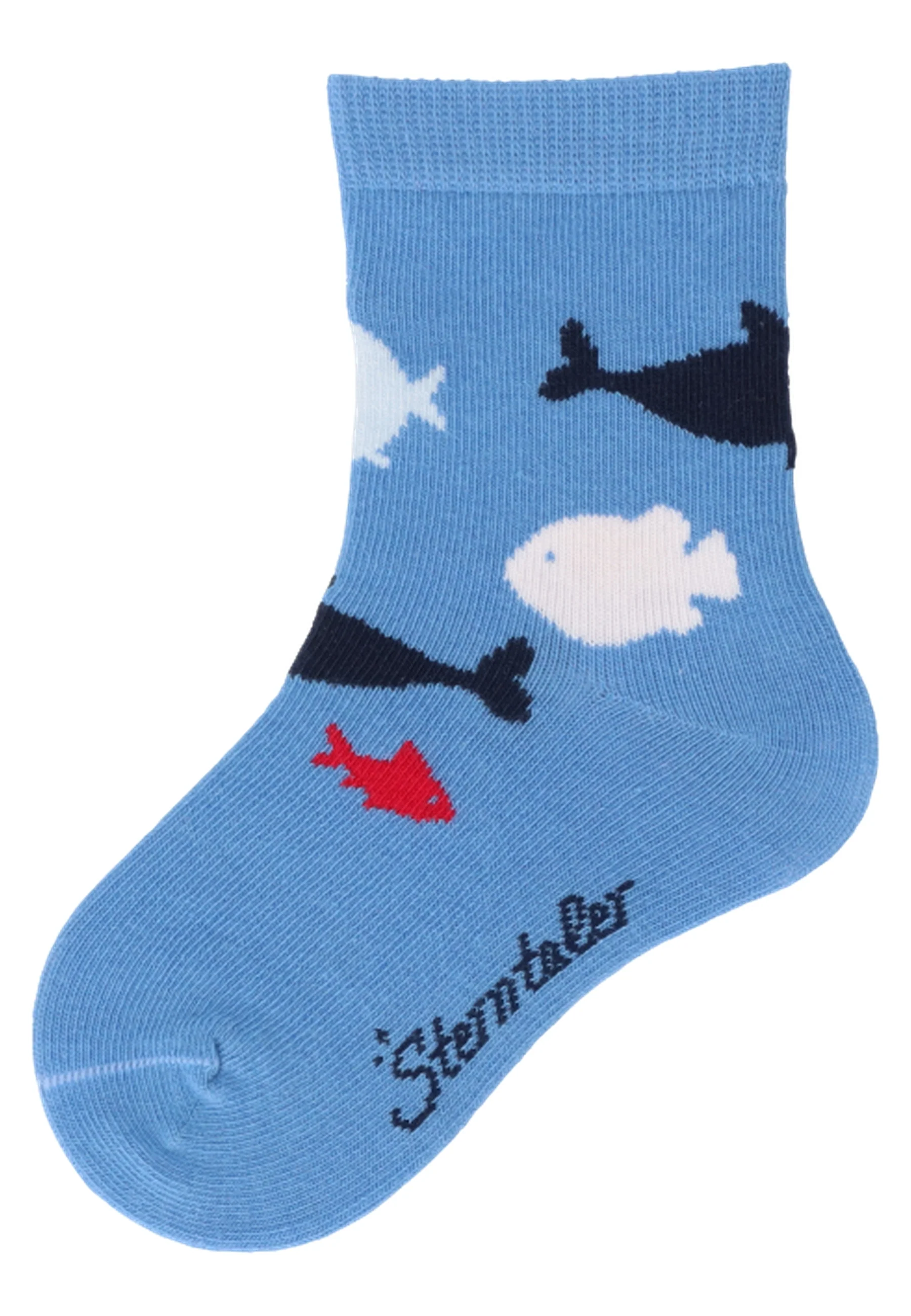 Socken im 3er Pack mit Motiv Fische in versch. Farben