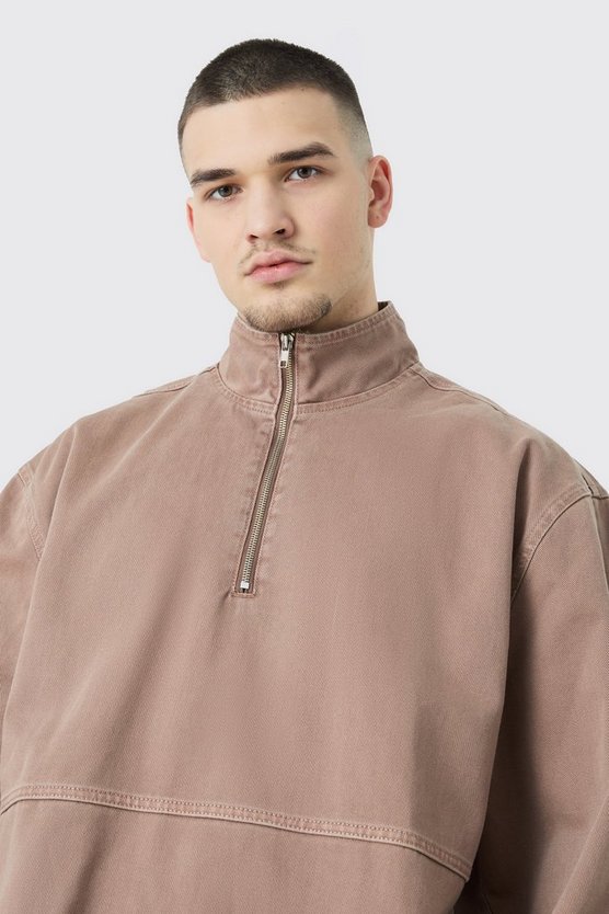 Tall Oversize Jacke mit Trichterkragen und 1/4 Reißverschluss