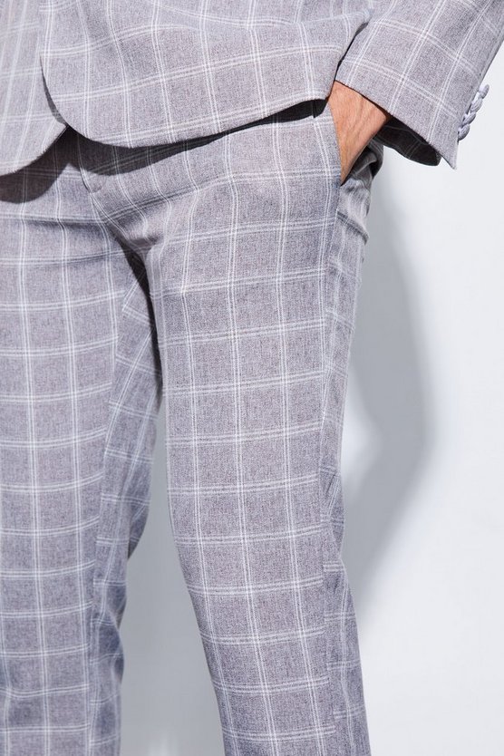 Karierte Herringbone Hose mit Reißverschluss