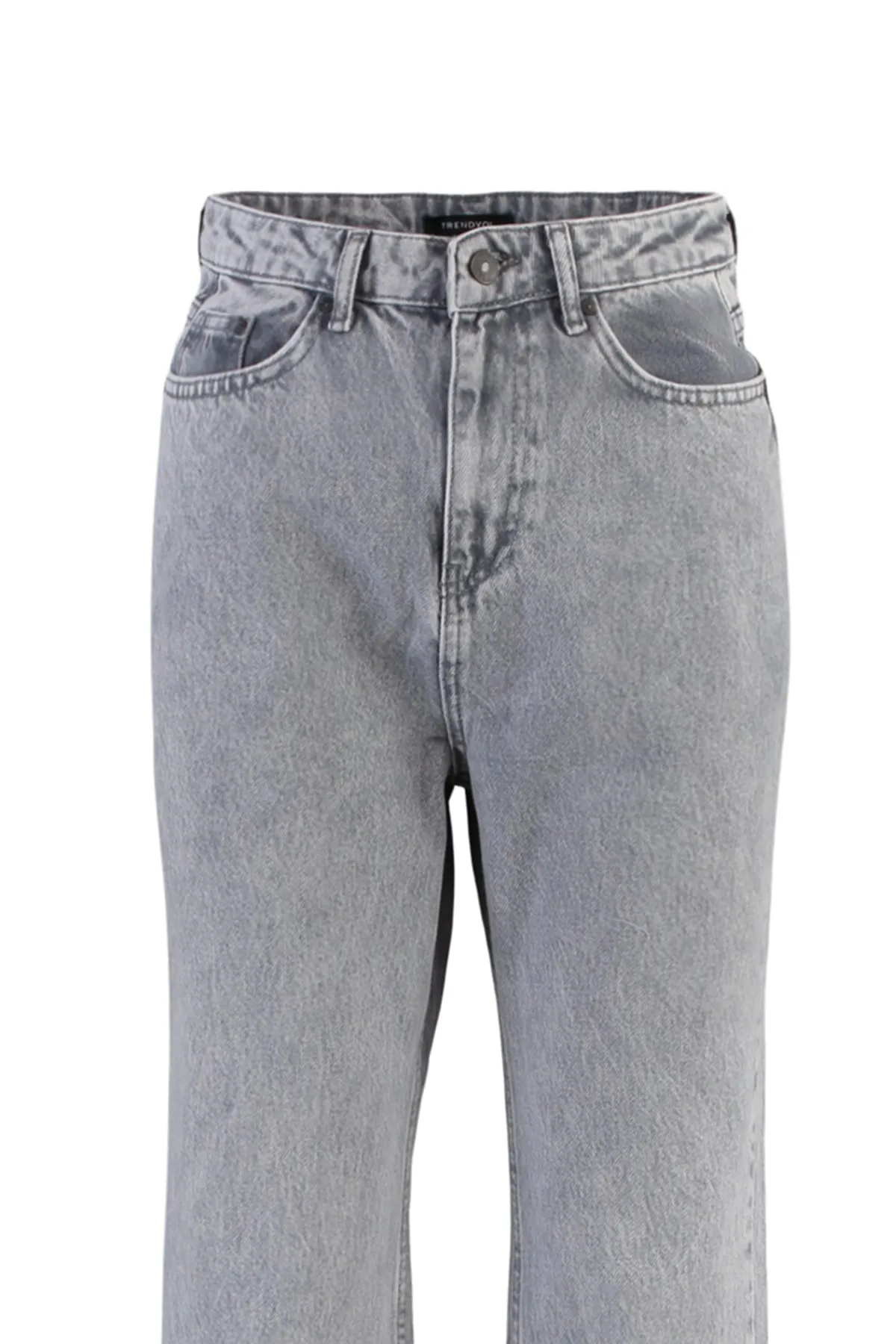 Trendyol Collection  Graue, lange, gerade Jeans mit hoher Taille TWOAW22JE0248
