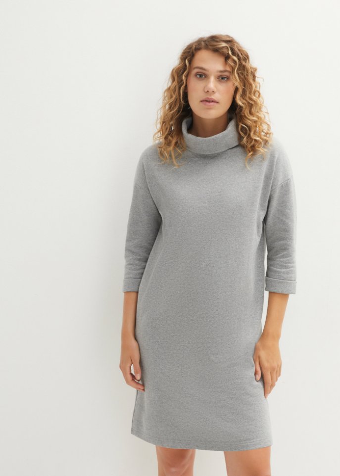 Sweatkleid mit weitem Kragen