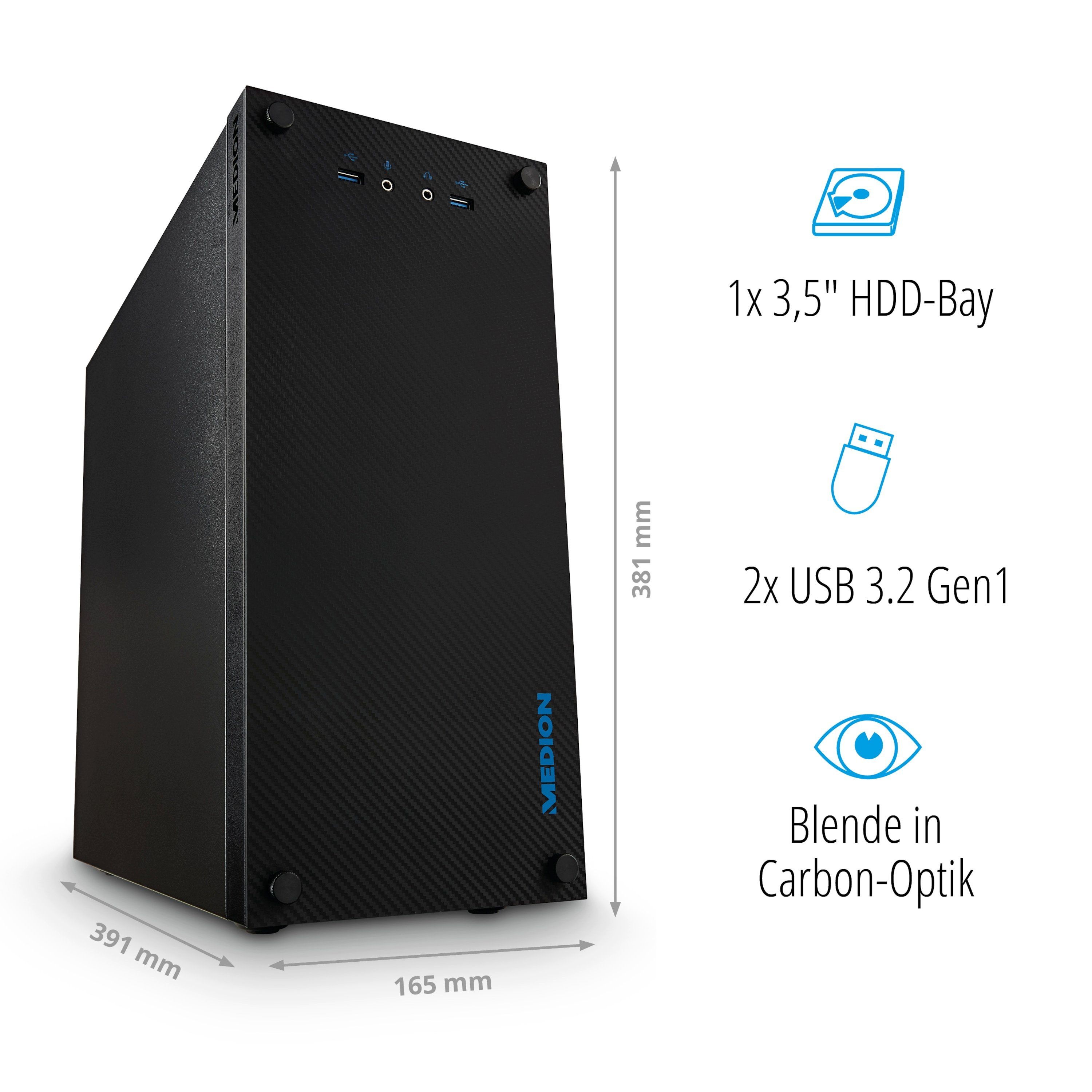 Medion® P67086 Multimedia PC (Intel Core i5 13400, Nvidia Geforce GTX 1650, 16 GB RAM, 512 GB SSD, Windows 11 Home, MD35406)