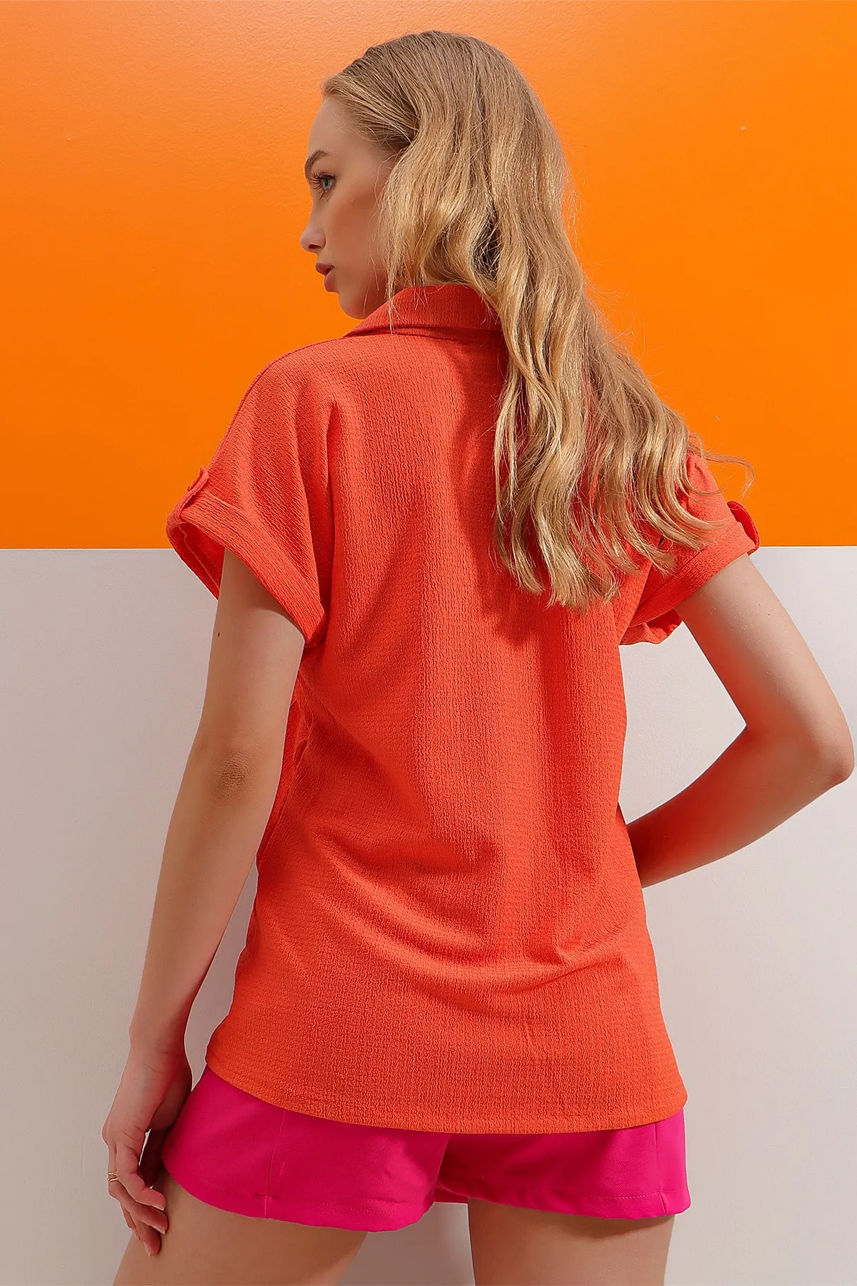Trend Alaçatı Stili  Hemd - Orange - Regular Fit