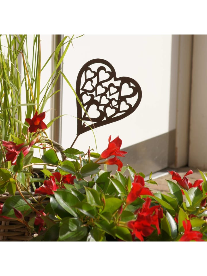 UNUS Gartenstecker Rost Herz mit Herzmuster in Braun günstig kaufen