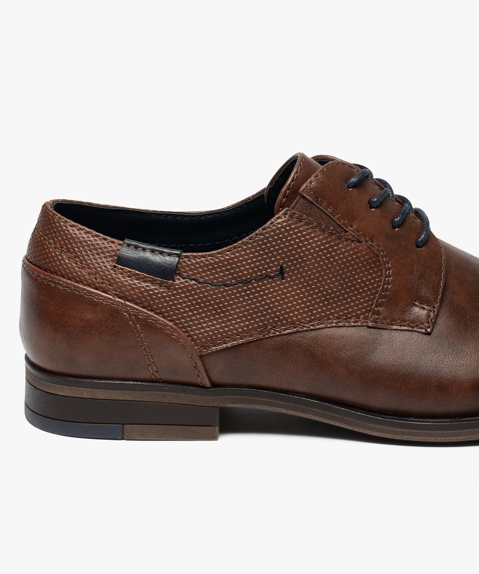 Derbies homme unis à bout droit et surpiqres camel | GEMO