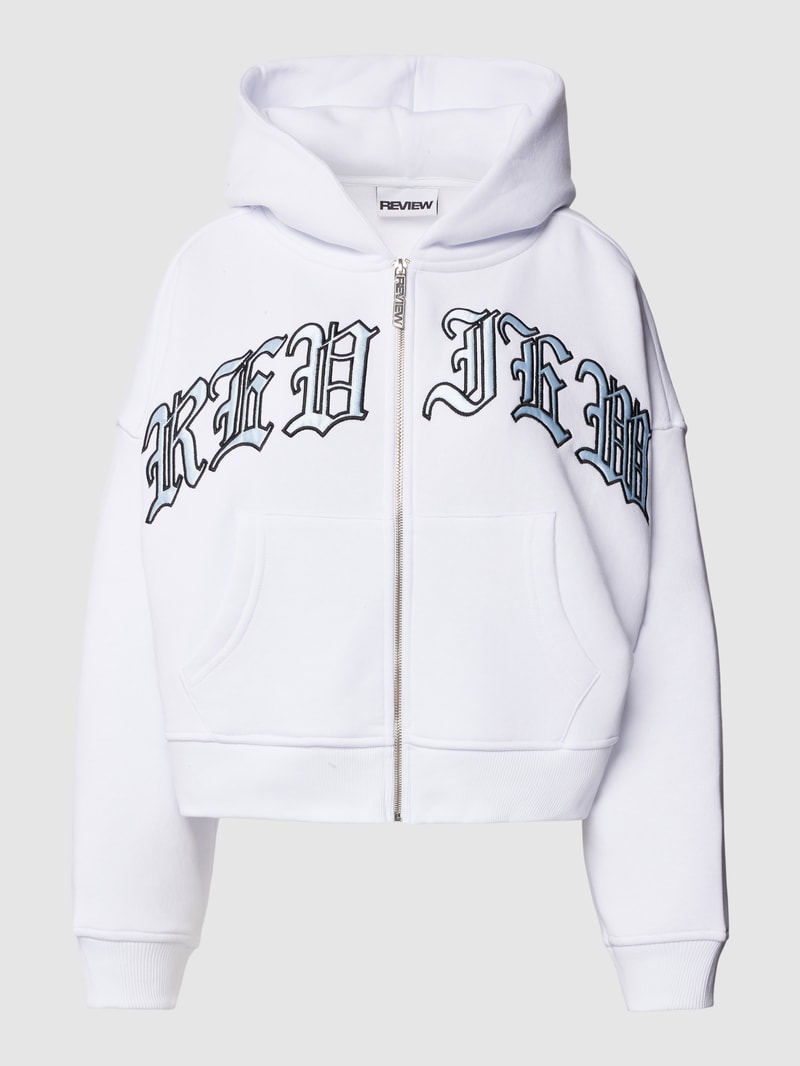 Sweatjacke mit Label-Detail in weiß