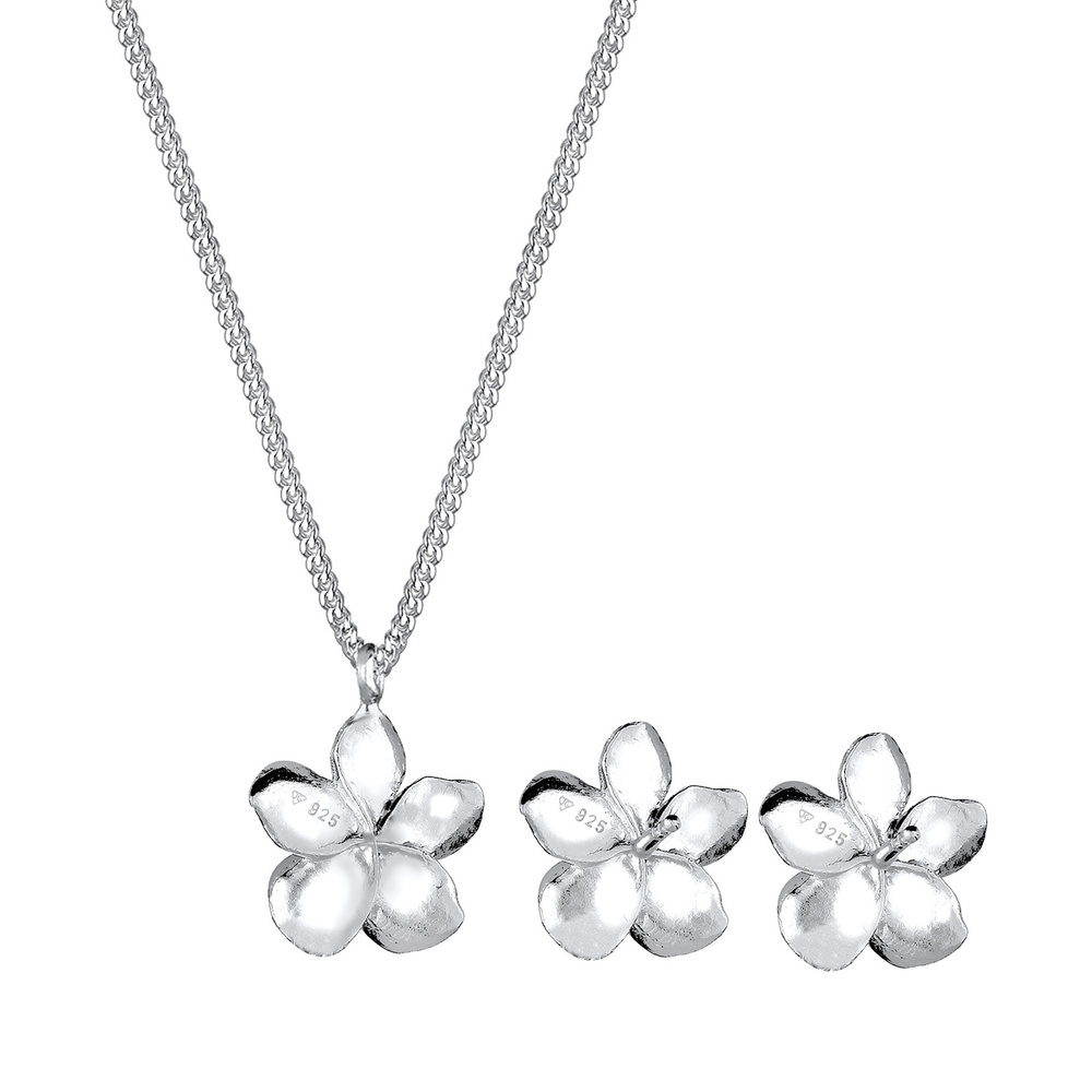 Elli Elli Ensemble de Bijoux Femmes Frangipani fleur Pendentif set Clous d'oreilles en Bijoux