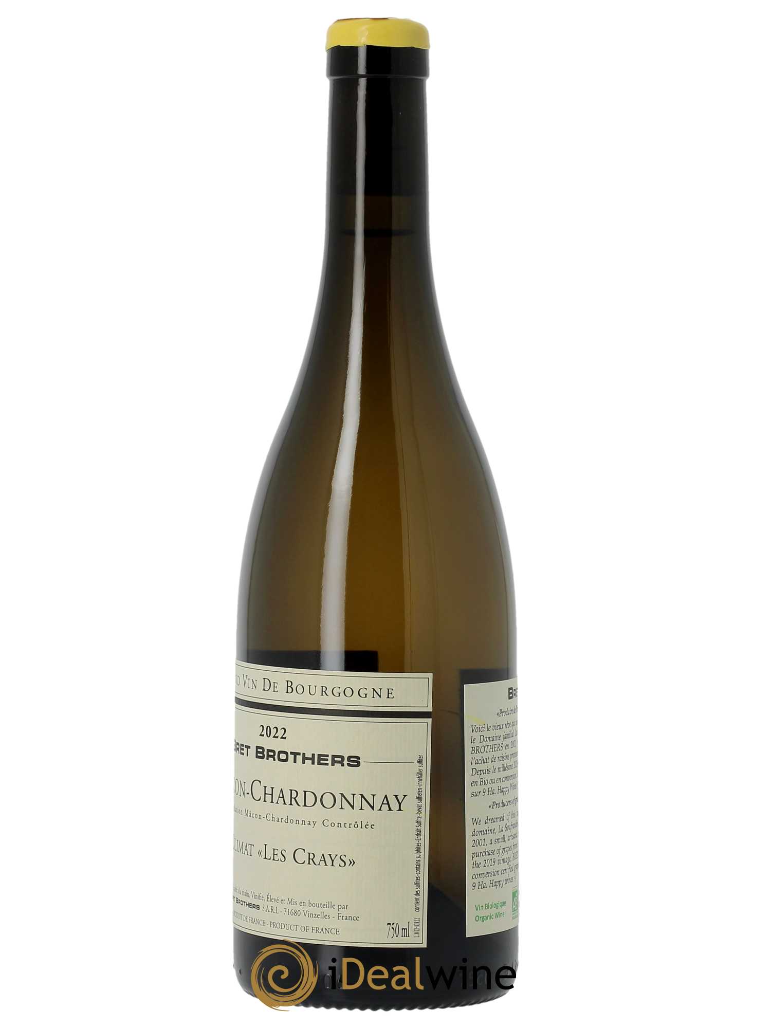 Mâcon-Chardonnay Les Crays Bret Brothers  2022 - Lot de 1 Bouteille
