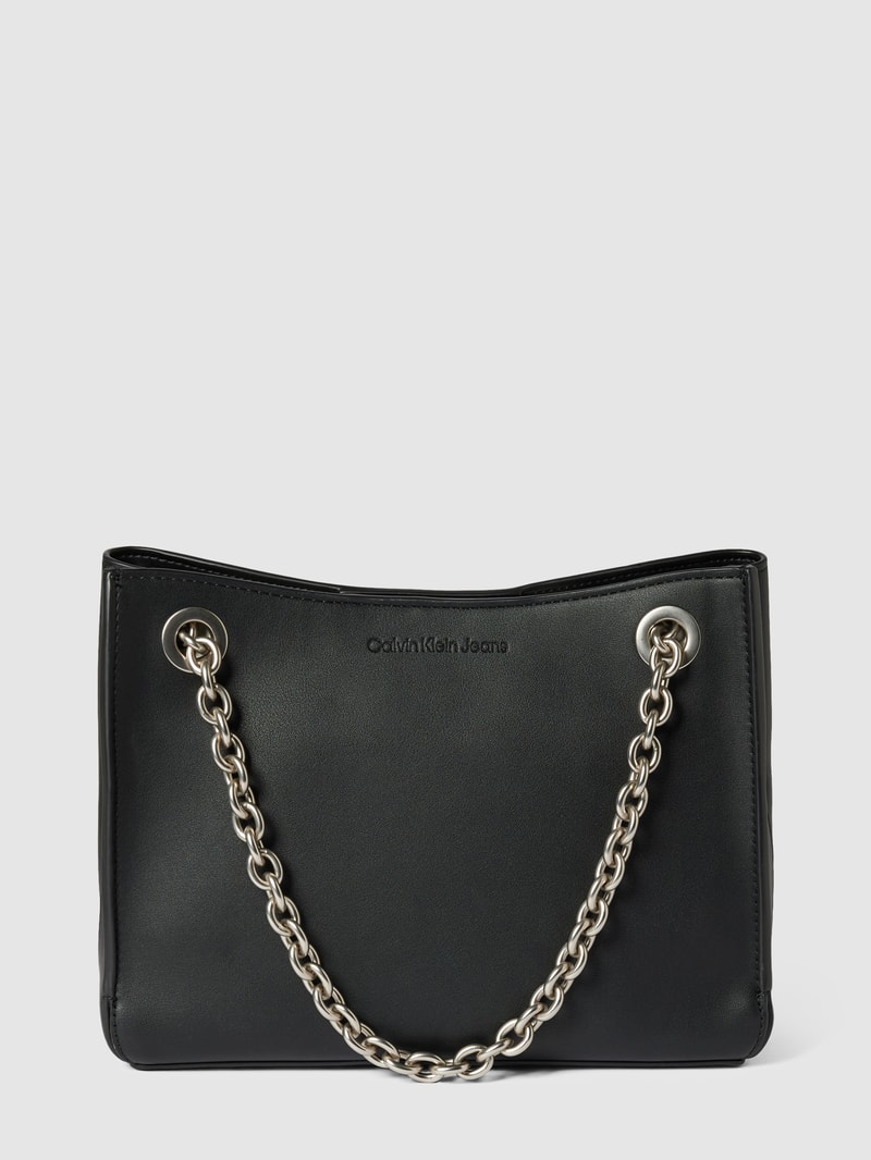 Shopper mit Label-Detail in schwarz