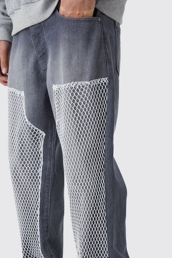 Lockere Mesh-Jeans