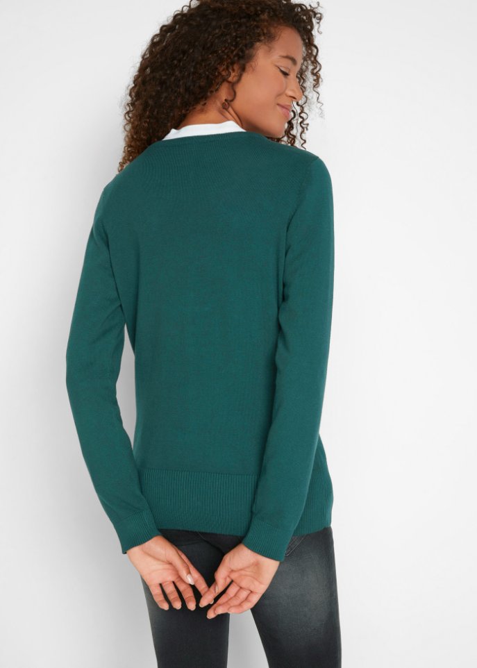 Basic Feinstrickjacke mit Knopfleiste
