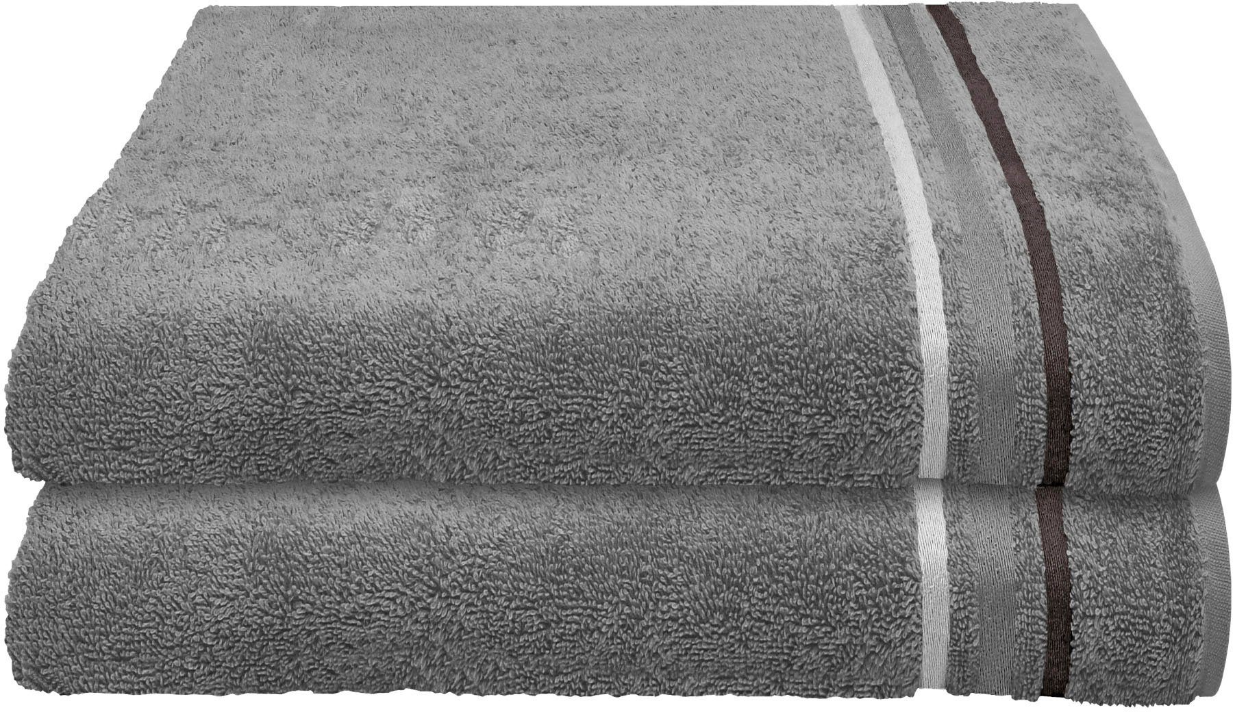 Schiesser Badetücher Skyline Color, Frottier (2-St), mit eleganter Streifenbordüre, MADE IN GREEN by OEKO-TEX®-zertifiziert