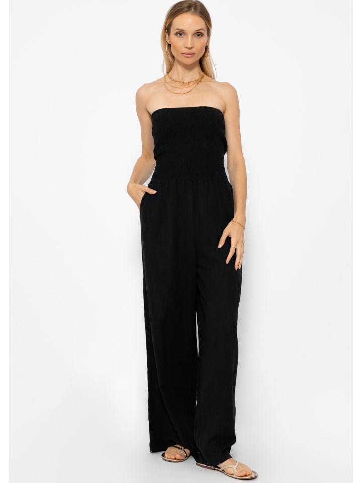 SASSYCLASSY Schulterfreier Jumpsuit in Schwarz günstig kaufen