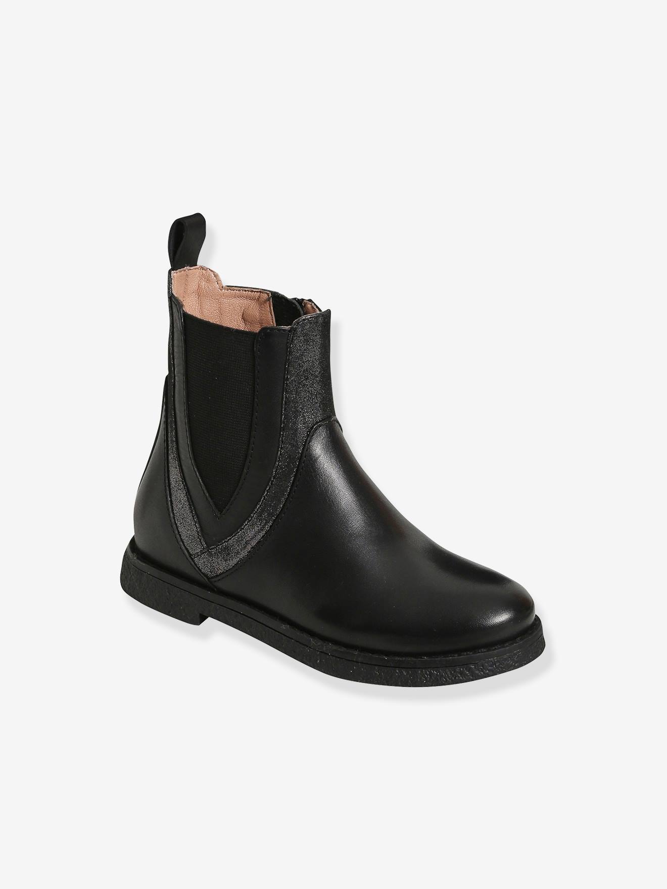Vertbaudet Mädchen Boots, Materialmix - schwarz