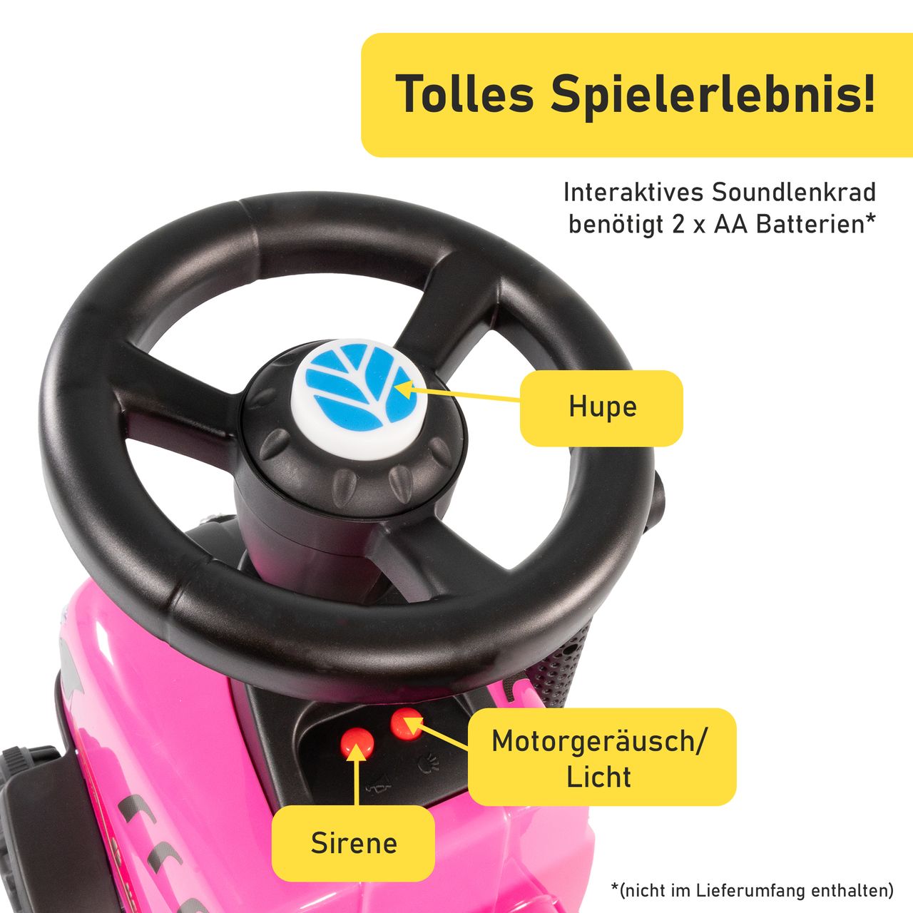 Lemodo Rutschauto Traktor New Holland mit Anhänger, pink