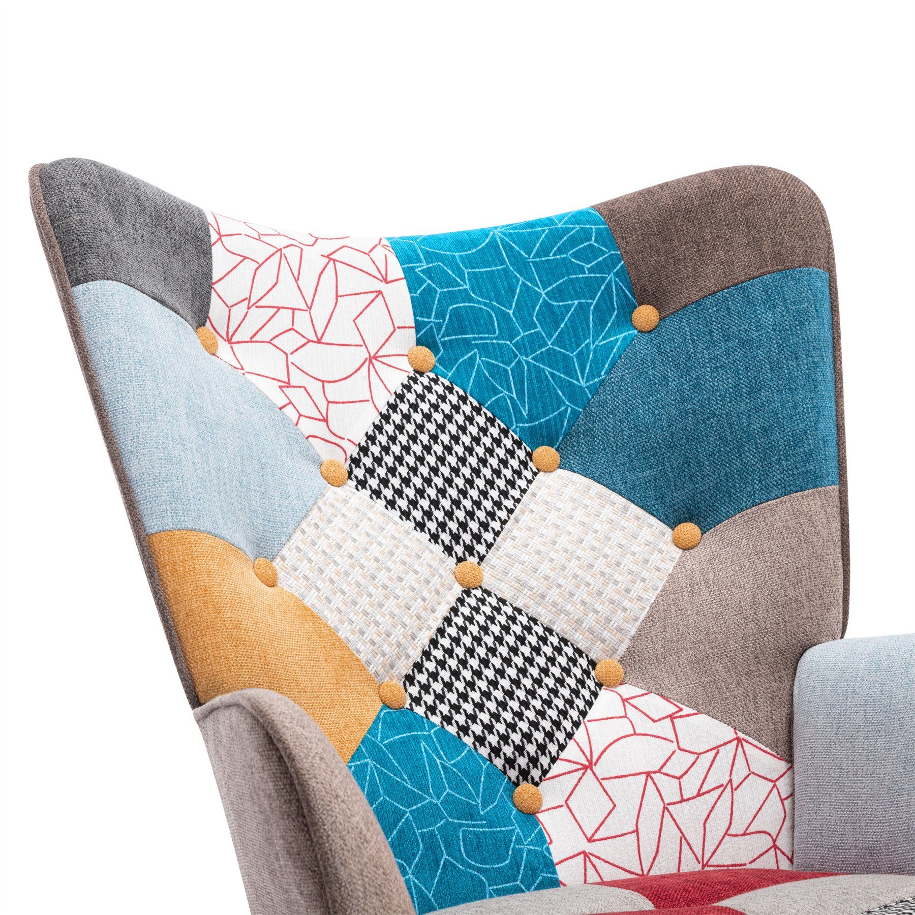 HomeMiYN Schaukelstuhl Schaukelstuhl Patchwork Sessel Schwingsessel Relaxstuhl Wohnzimmer, Aus holz