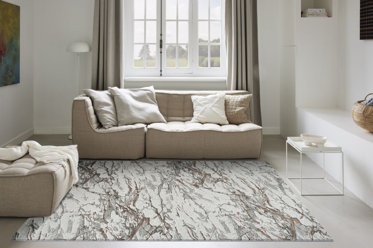 Webteppich Peridot Creme-Terrakotta-Hellgrau 240 x 330 cm