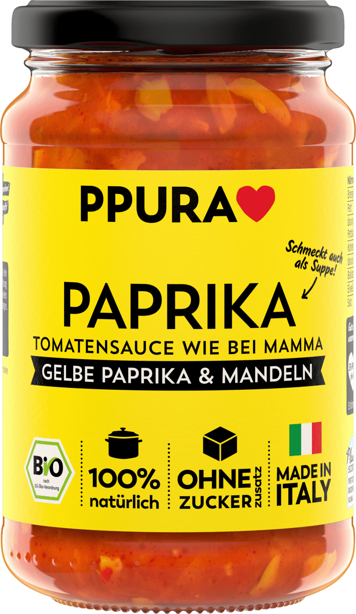 Tomatensoße, Paprika, gelbe Paprika & Mandeln, 340 g