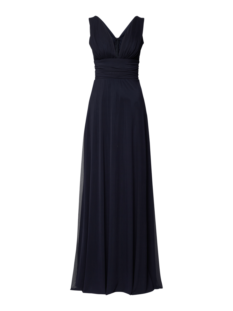Abendkleid mit Raffungen in marineblau