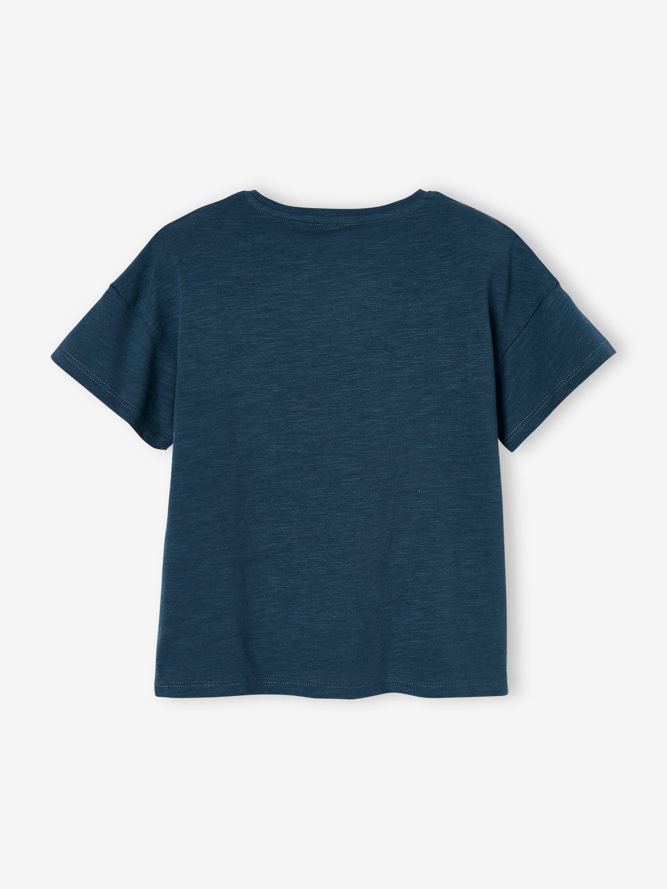 Vertbaudet Mädchen T-Shirt mit Rüschenmotiv - himmelblau