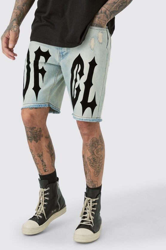 Tall gerade Shorts mit Eisblauer Waschung