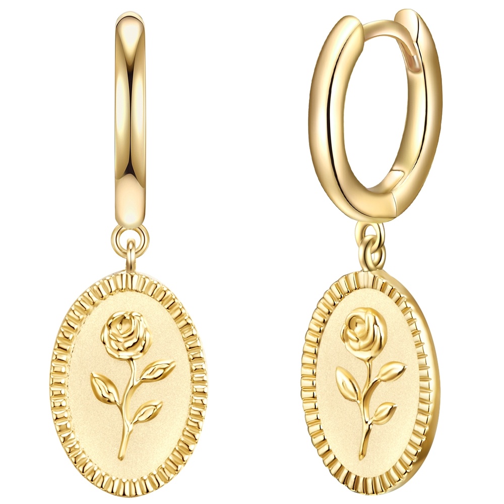 Glanzstücke München Créoles en argent Fleur Argent sterling en Or jaune Boucles d'oreilles