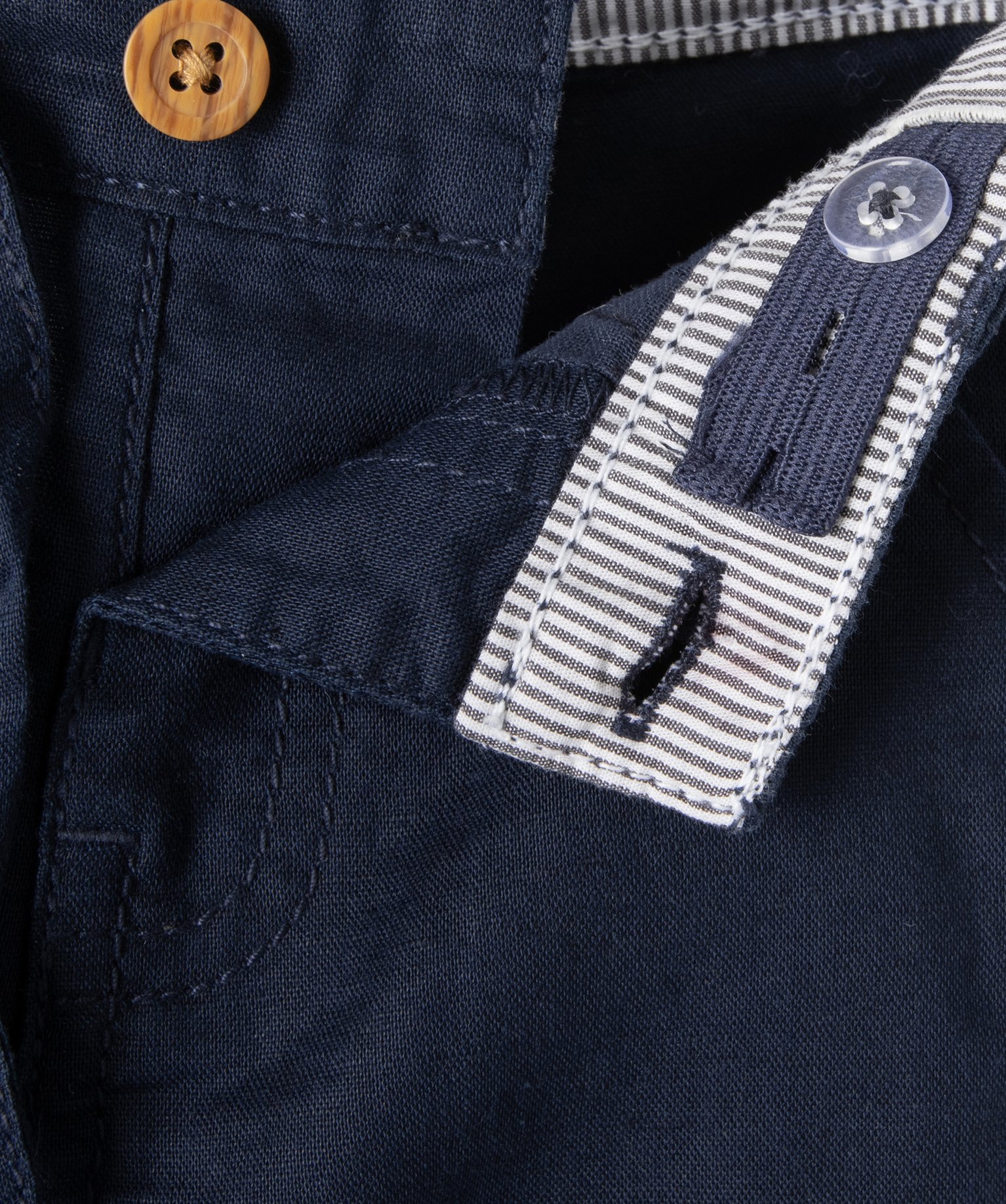 Pantalon bébé Garçon en lin avec ceinture bicolore marine | GEMO