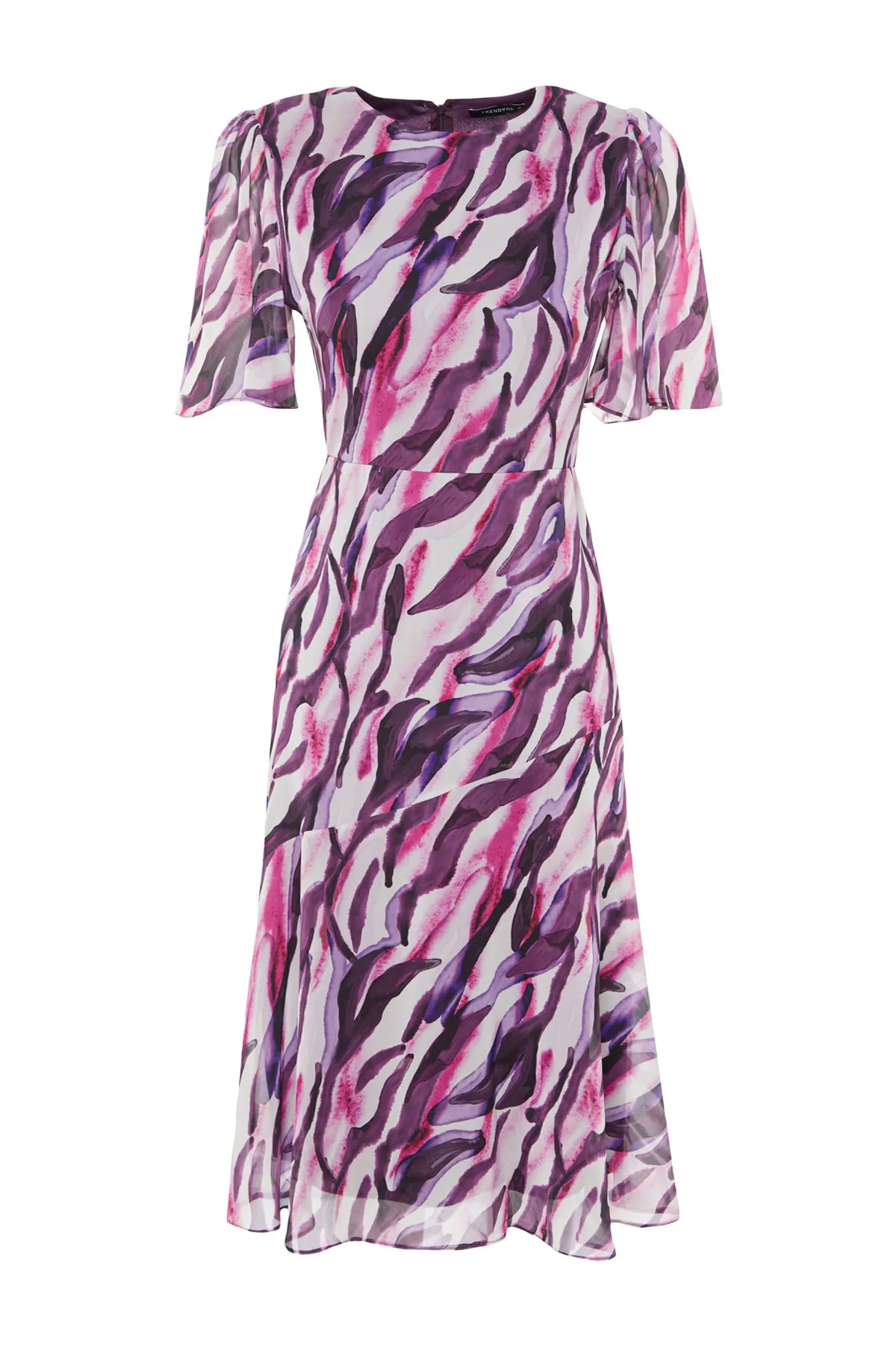 Trendyol Collection  Lila A-Linie Basic Chiffon Midi-Webkleid TWOSS20EL0908