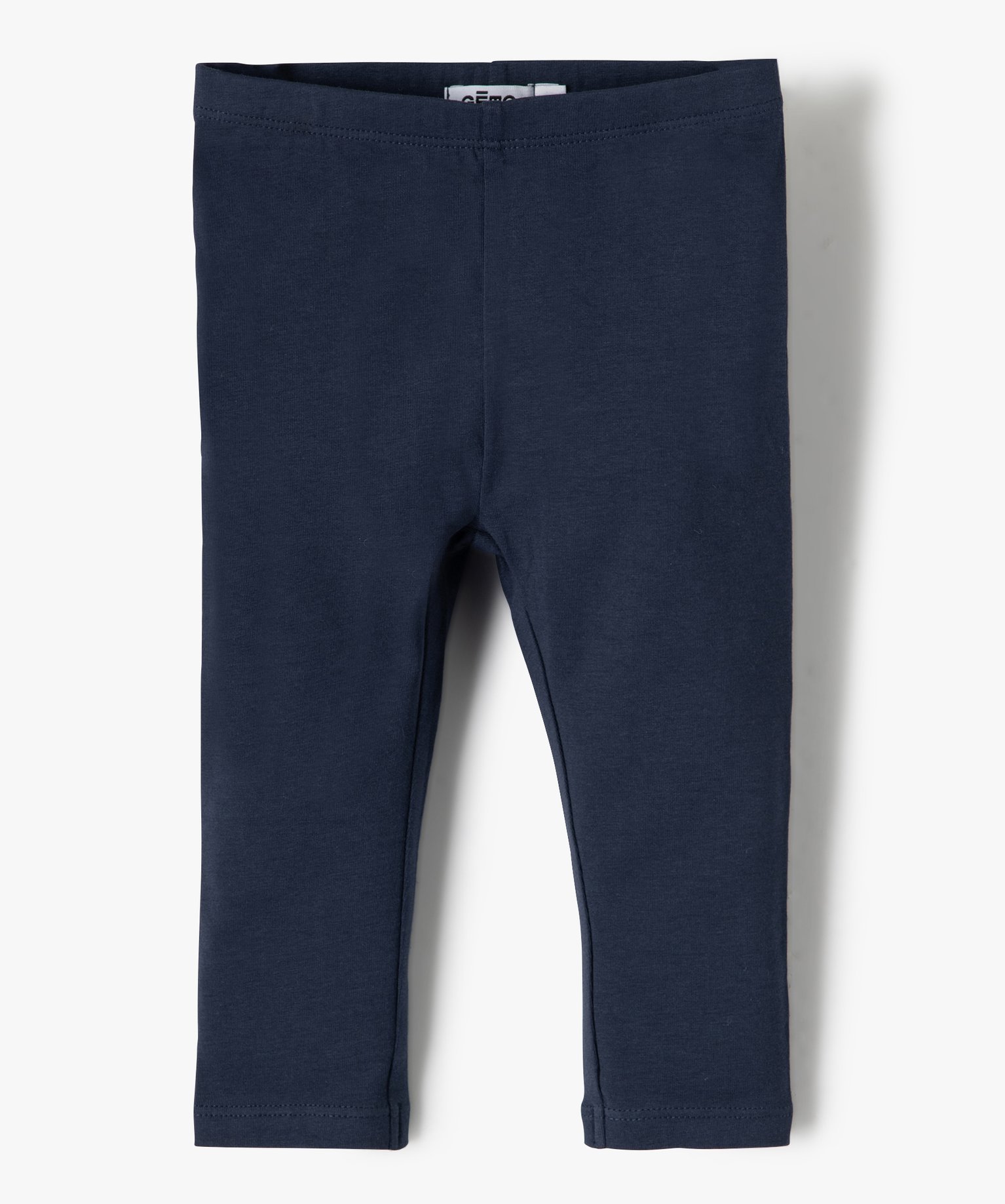 Legging bébé fille long en coton stretch bleu fonce | GEMO