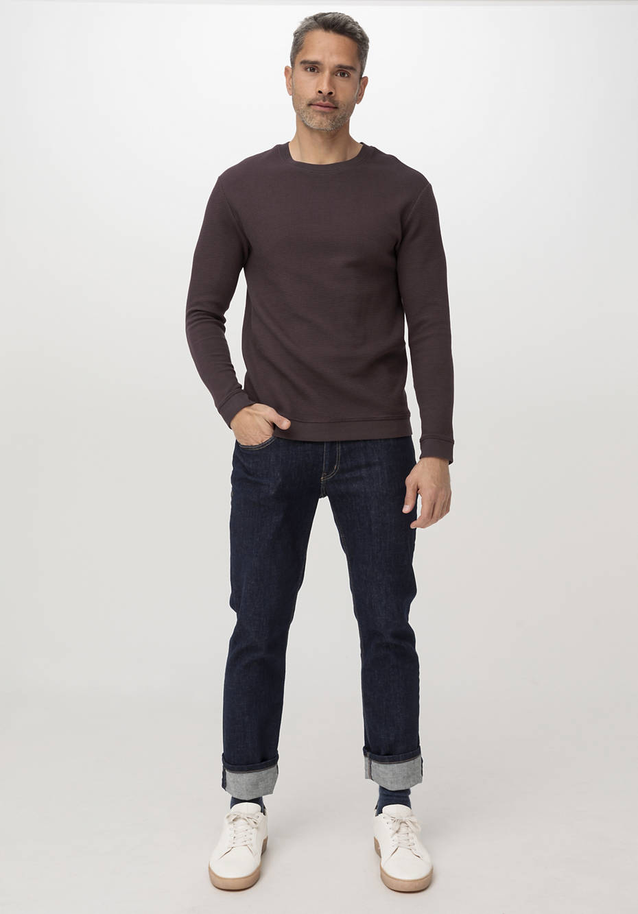 Waffelpiqué-Pullover Regular aus reiner Bio-Baumwolle