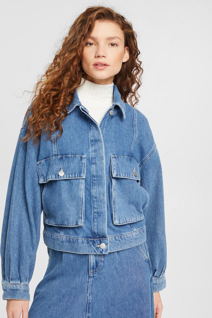 Jeansjacke mit Puffärmeln