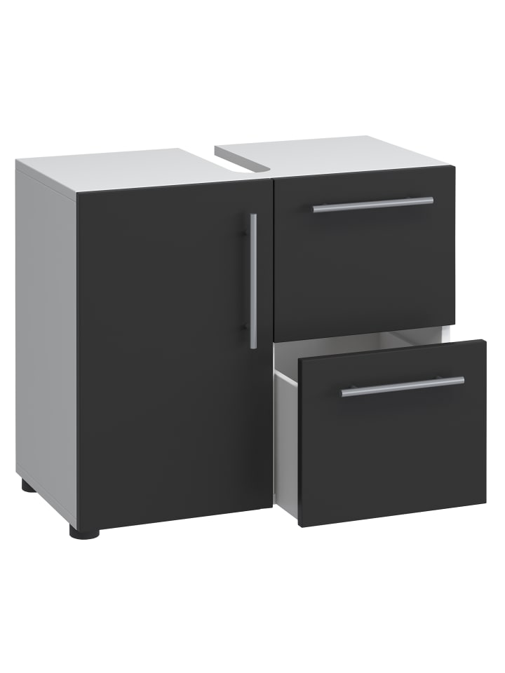 VCM  Holz Badmöbel Badunterschrank Flandu Schublade in Weiß / Schwarz günstig kaufen onesize